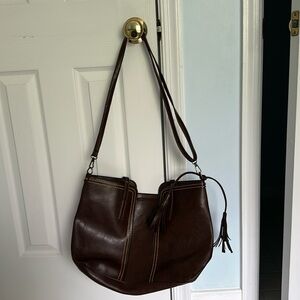 NWOT brown faux leather tote bag